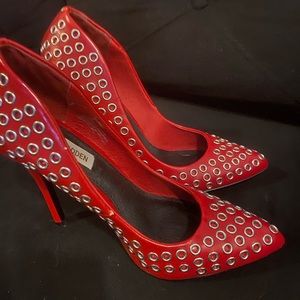 Steve Madden Red Heels with silver embellishments